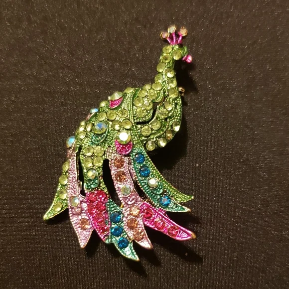 Multicolor Peacock Brooch - Picture 1 of 8